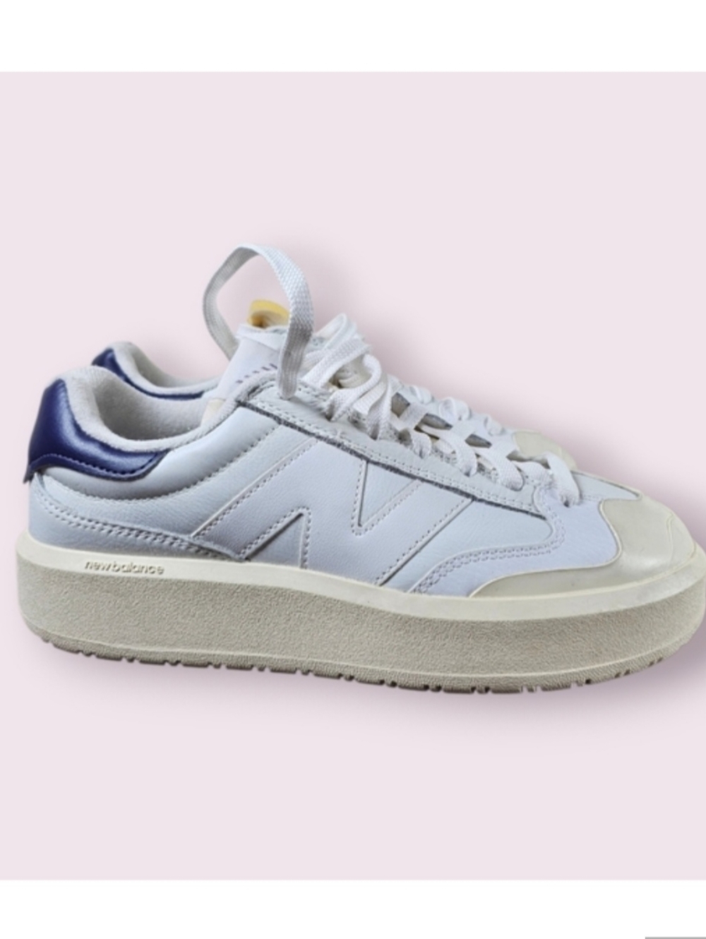New Balance CT 302 Leather Platformed White Blue Retro Sneakers Sz W8 M 6.5